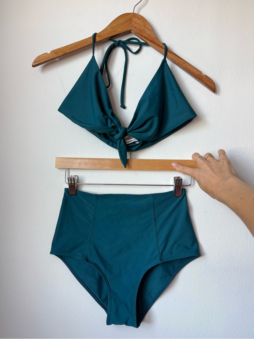 Reformation green Tie-Front High-Waist Bikini set